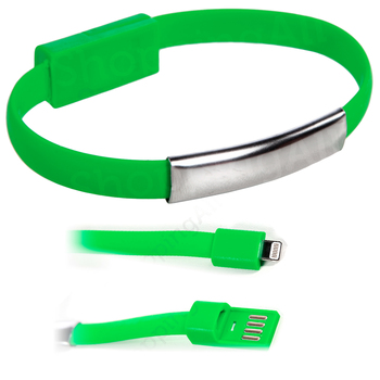 Karkötő töltő kábel, USB – Lightning, zöld