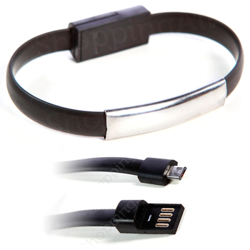 Karkötő töltő kábel, USB – micro USB, fekete