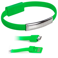  Karkötő töltő kábel, USB – micro USB, zöld 