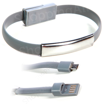 Karkötő töltő kábel, USB – micro USB, szürke