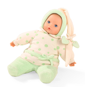 Baby Pure GÖTZ baba (2015), almás ruhában, kék szemű, 33 cm magas
